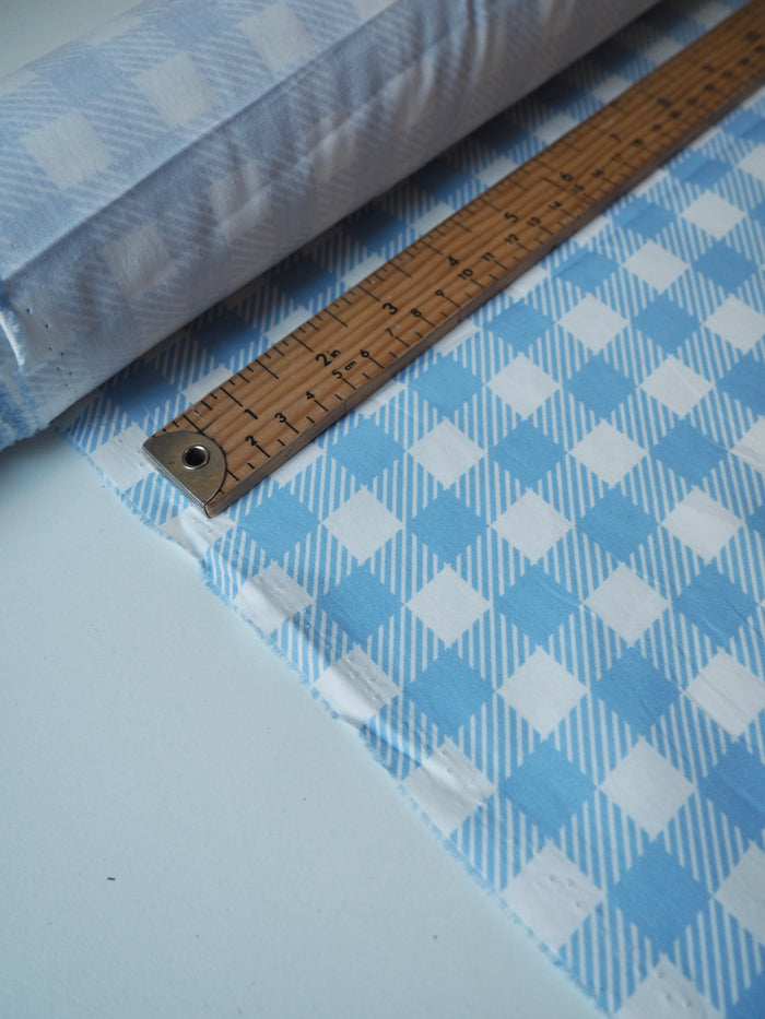Blue Check Cotton Poplin