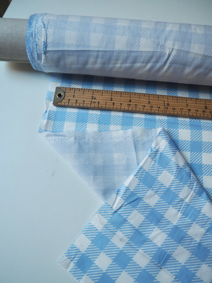 Blue Check Cotton Poplin