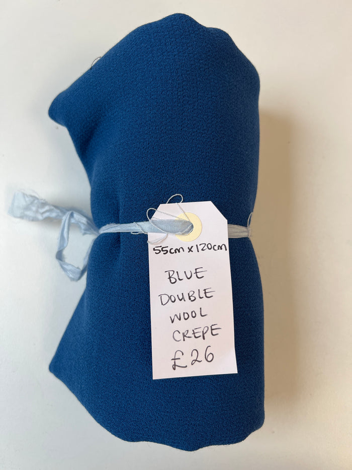 Blue Double Wool Crepe Remnant
