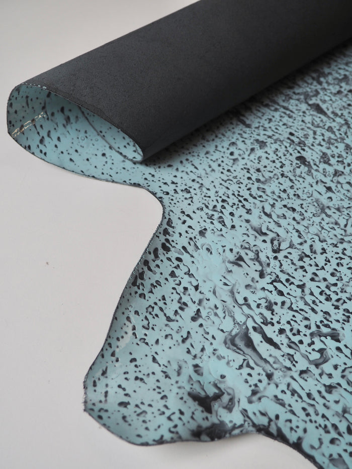 Blue Grey Marble Rain Calfskin