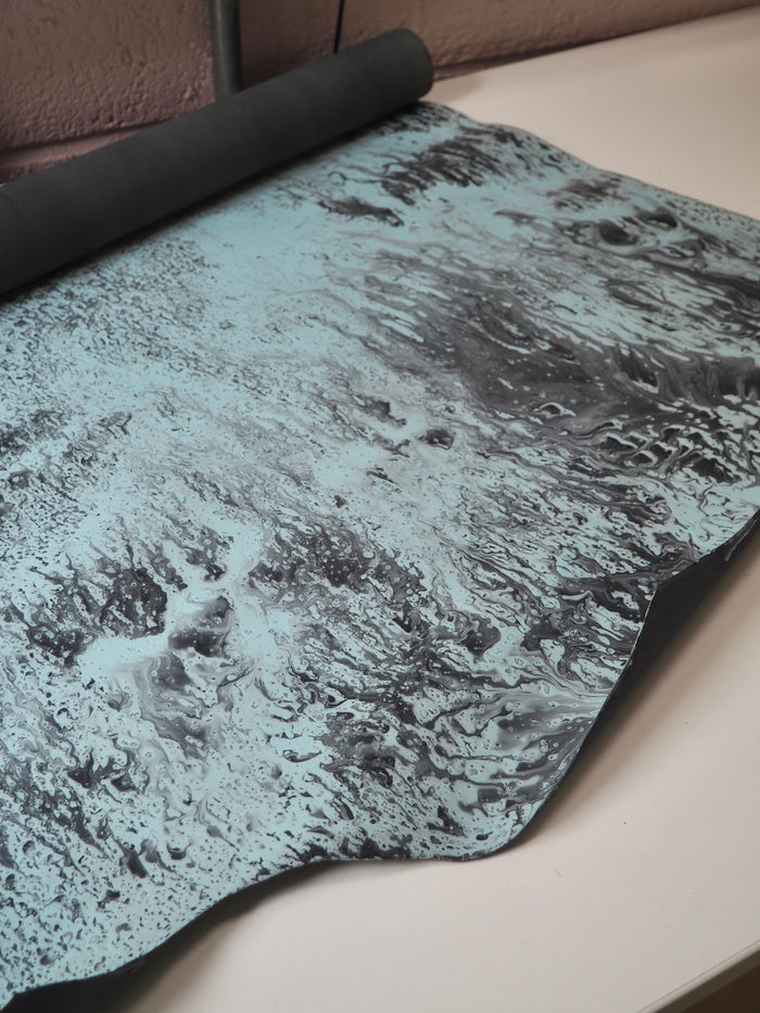 Blue Grey Marble Rain Calfskin