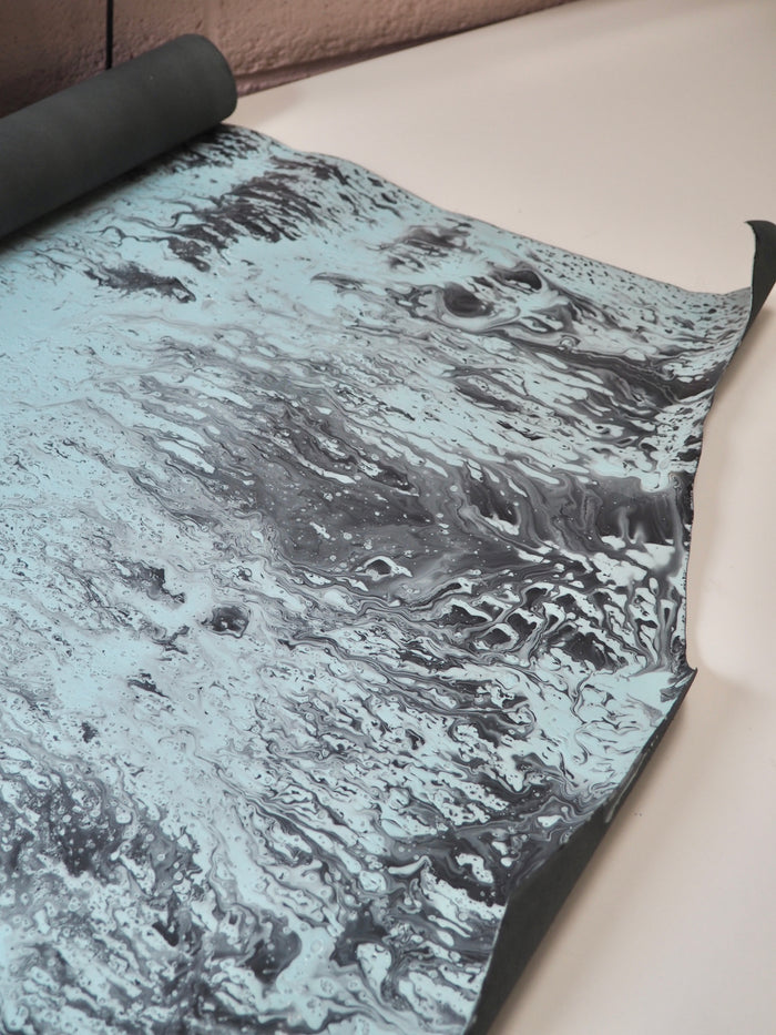 Blue Grey Marble Rain Calfskin