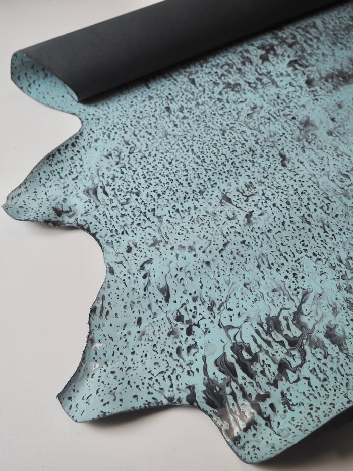 Blue Grey Marble Rain Calfskin
