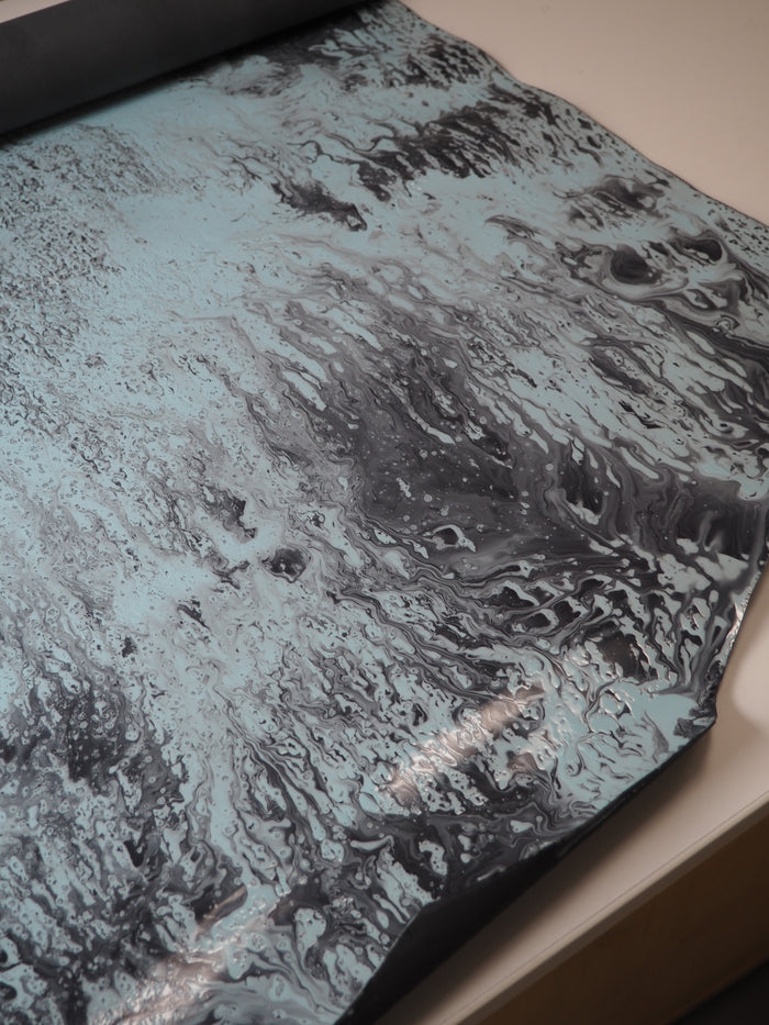 Blue Grey Marble Rain Calfskin