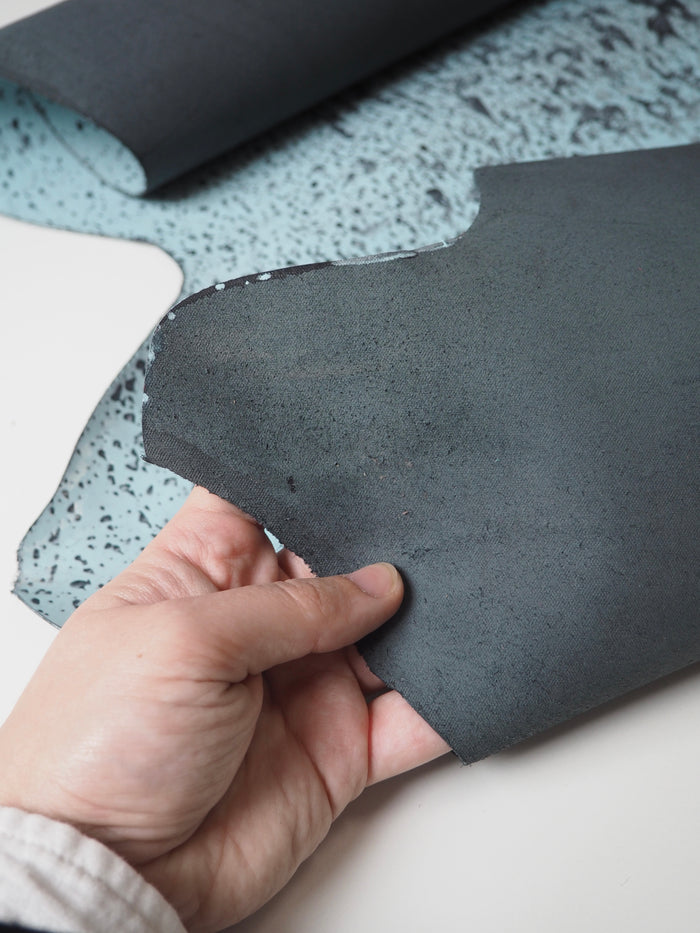 Blue Grey Marble Rain Calfskin