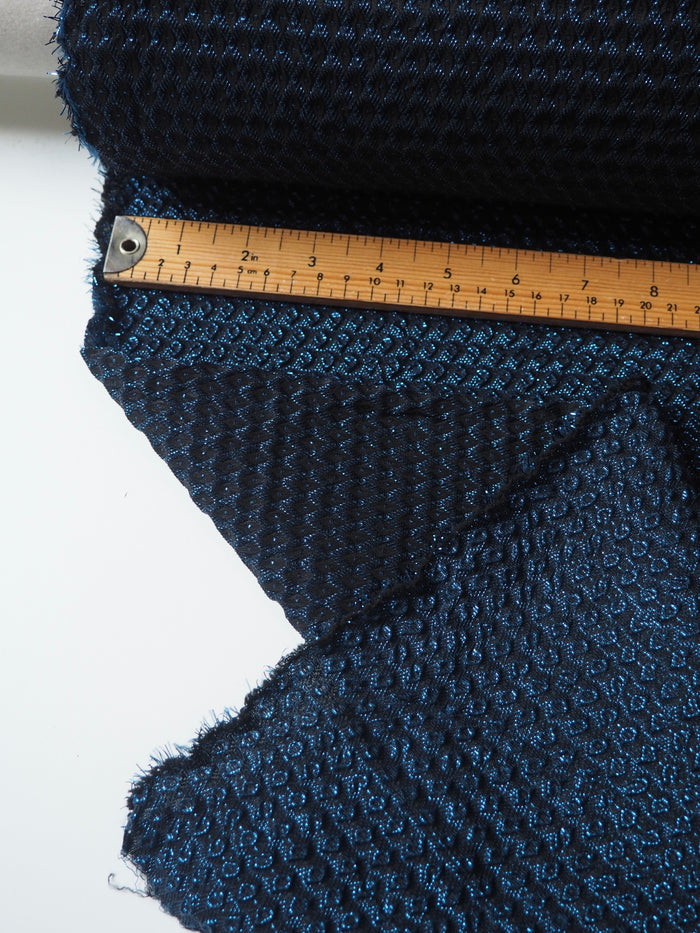Blue Metallic Dot Cloqué