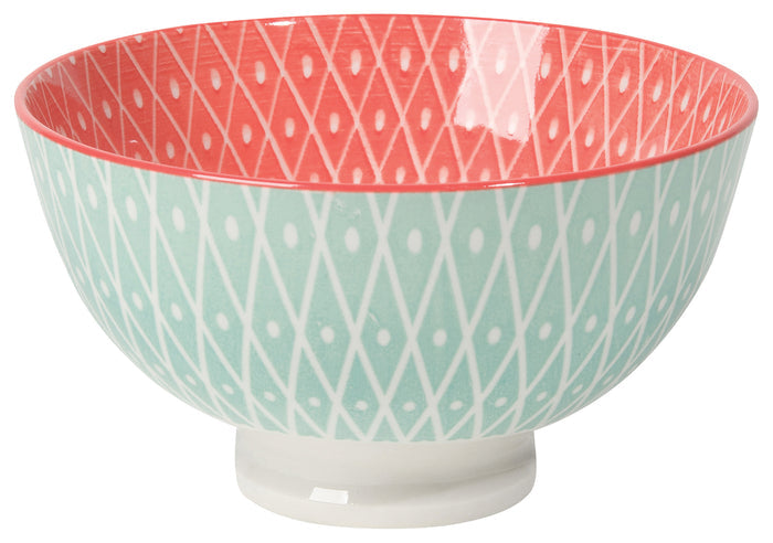 Blue & Pink Geo Stamped Bowl - Ali's Wagon