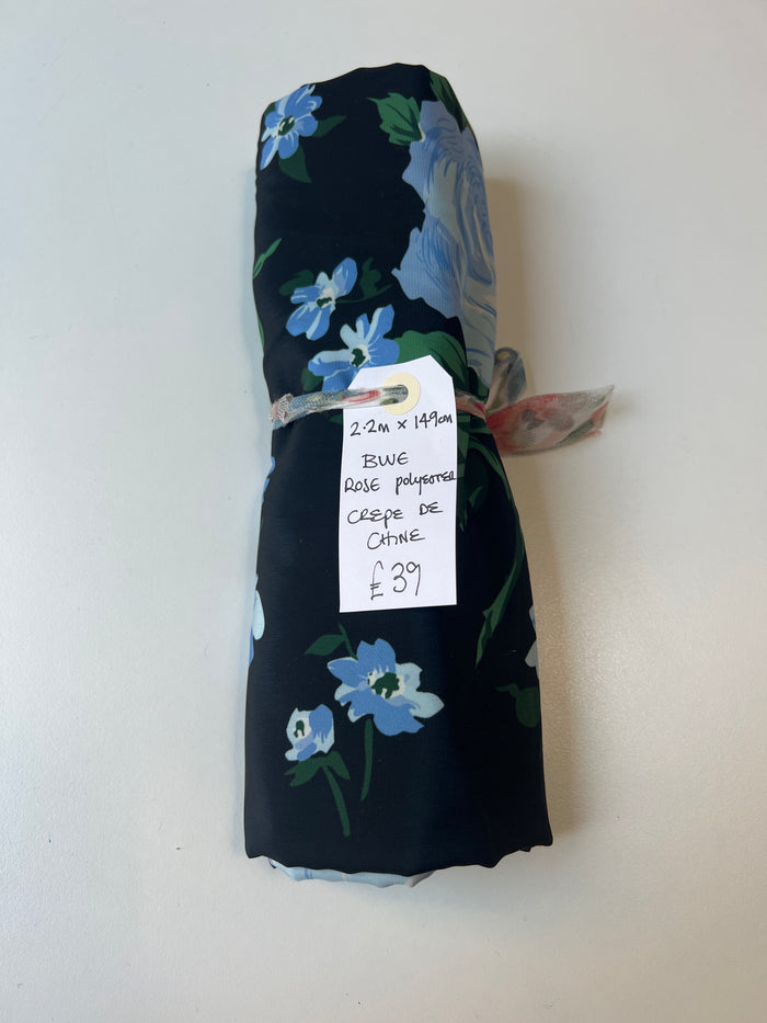 Blue Rose Poly Crepe de Chine Remnant