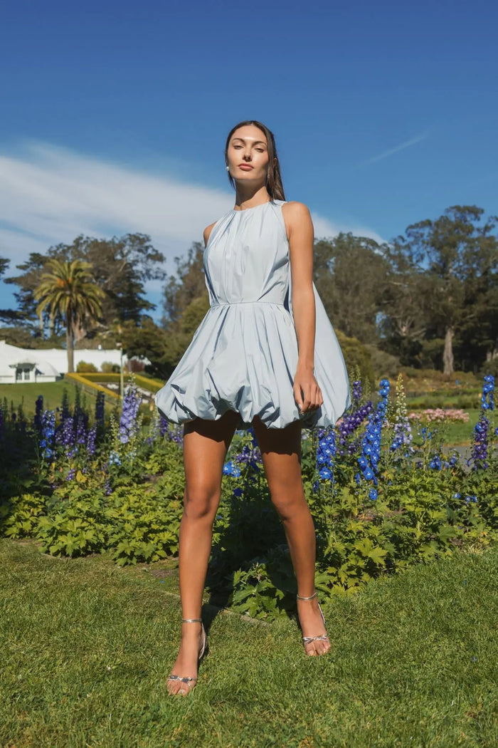 Blue Sleeveless Taffeta Bubble Mini Dress - Ieena for Mac Duggal