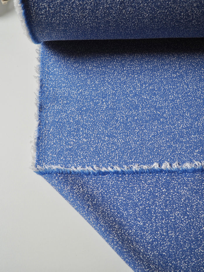 Blue + White Cotton Blend Bouclé