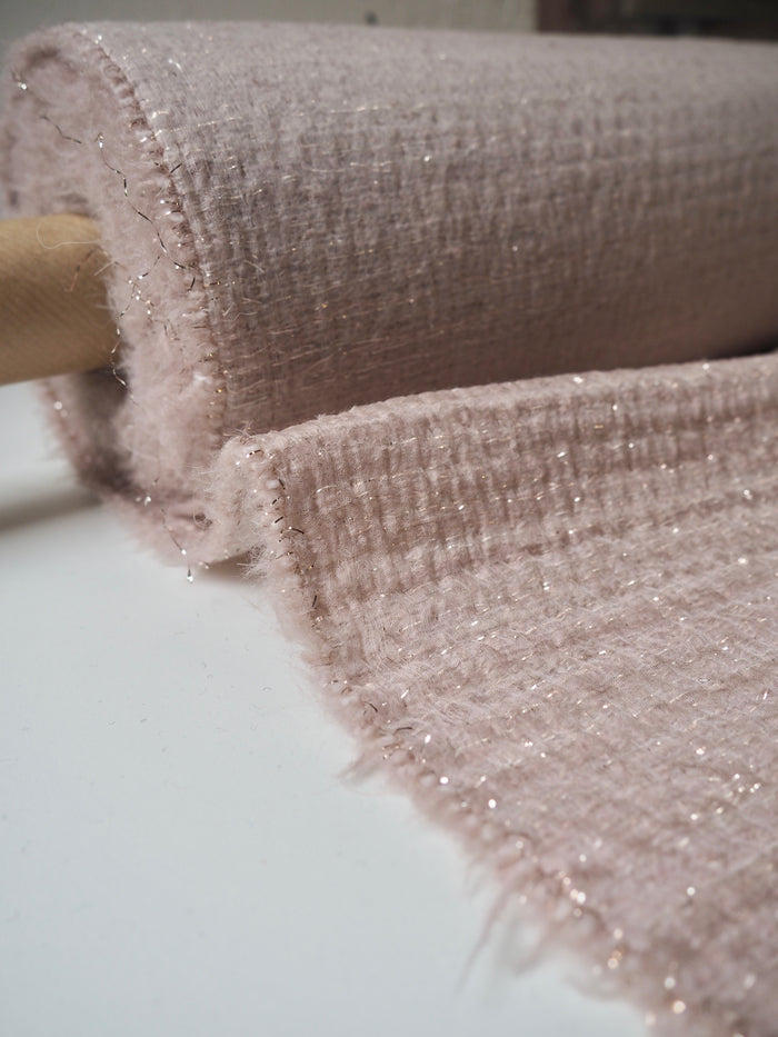 Blush Metallic Wool/Silk Double Organza Coating