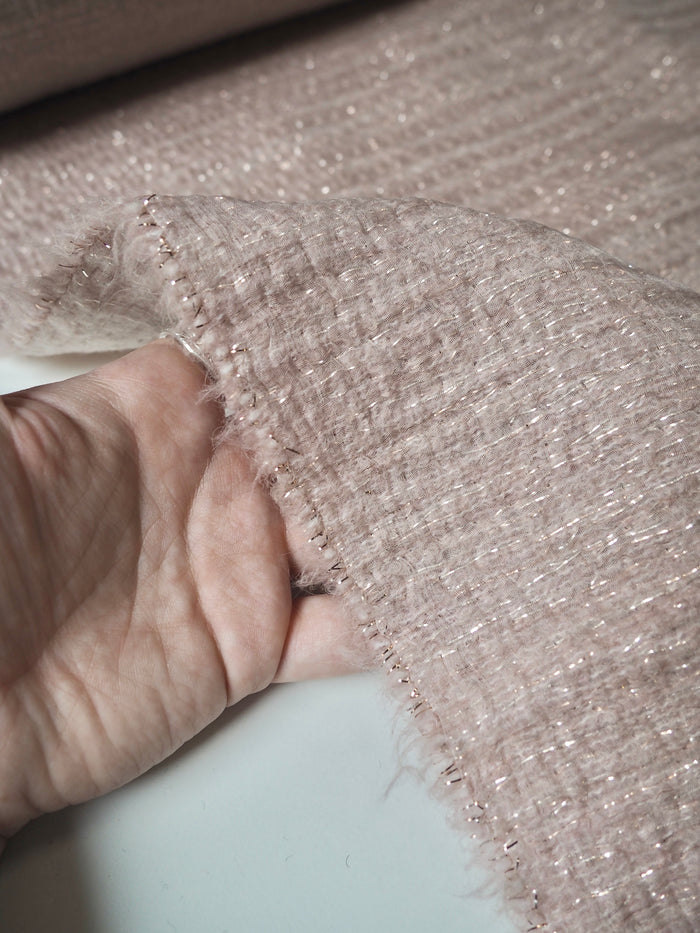Blush Metallic Wool/Silk Double Organza Coating