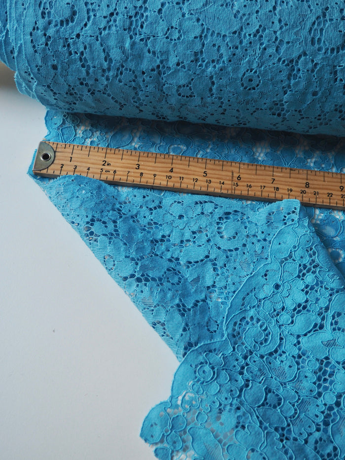 Bright Blue Corded Floral Lace