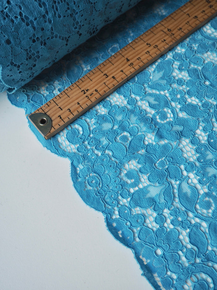 Bright Blue Corded Floral Lace