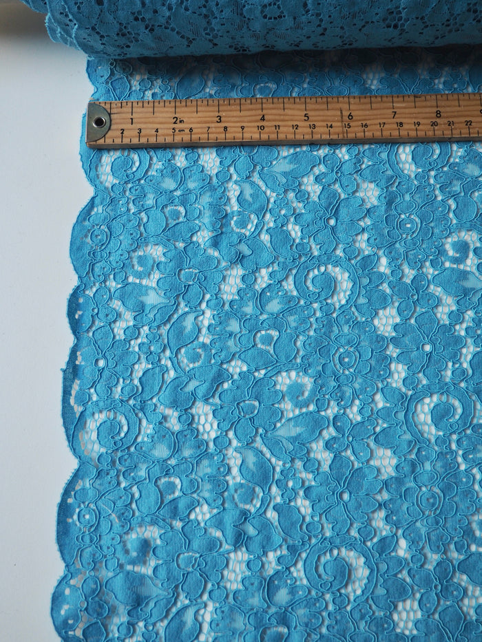 Bright Blue Corded Floral Lace