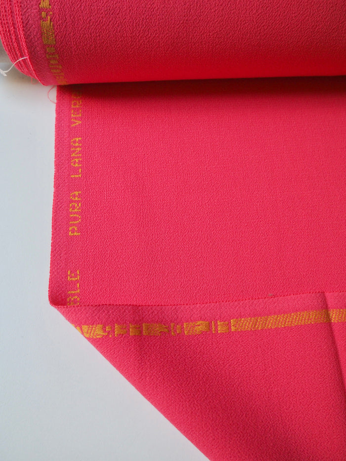 Bright Coral Double Wool Crepe