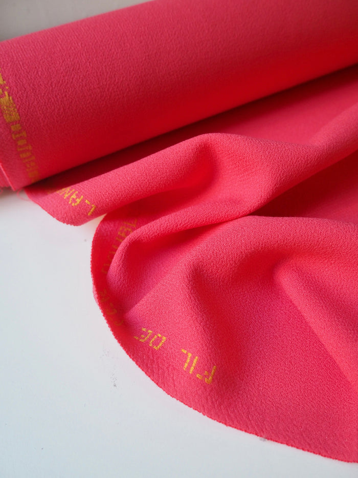 Bright Coral Double Wool Crepe