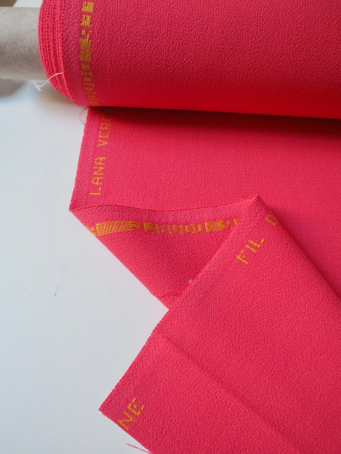 Bright Coral Double Wool Crepe