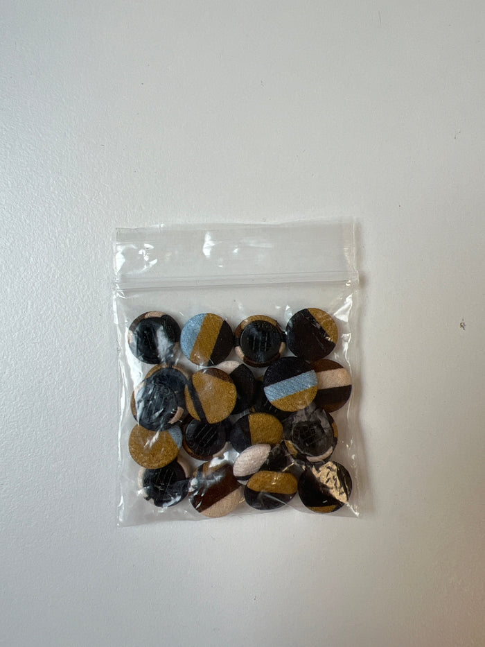 Brown + Black Fabric Covered Buttons 12mm x21