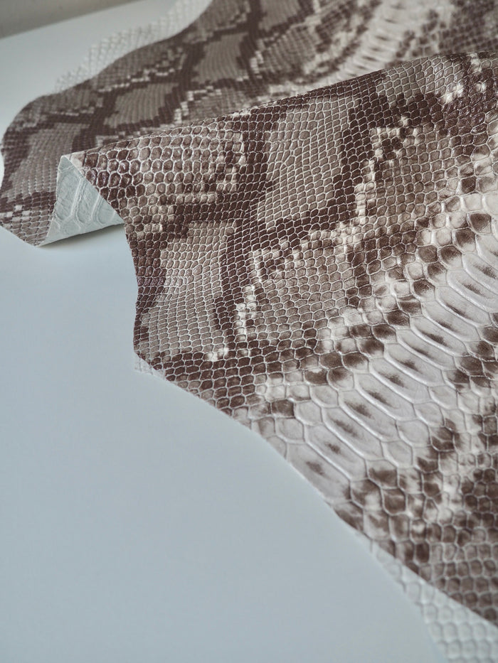 Brown Embossed Python Lambskin