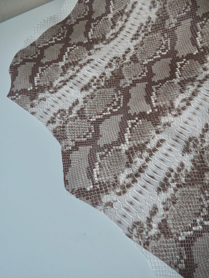 Brown Embossed Python Lambskin