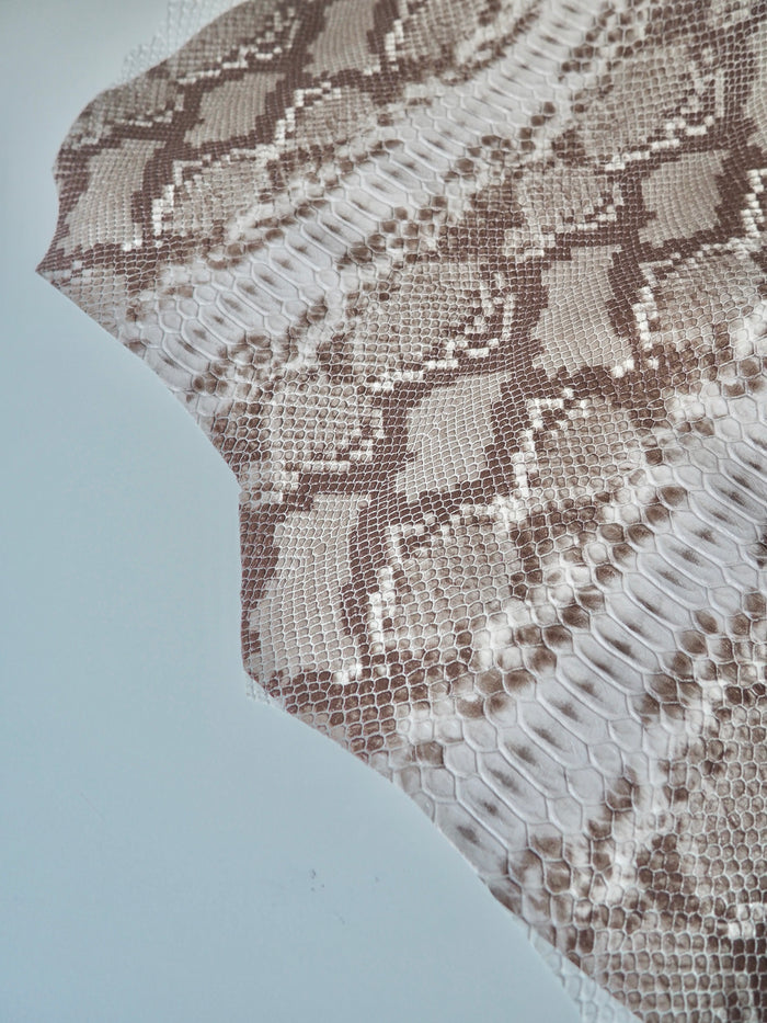 Brown Embossed Python Lambskin
