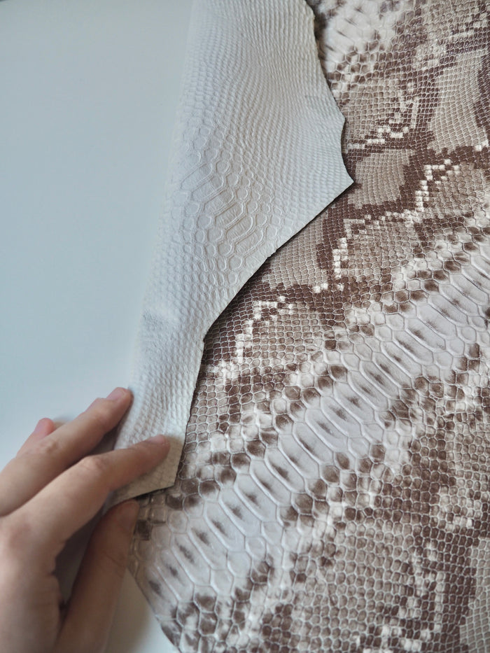 Brown Embossed Python Lambskin