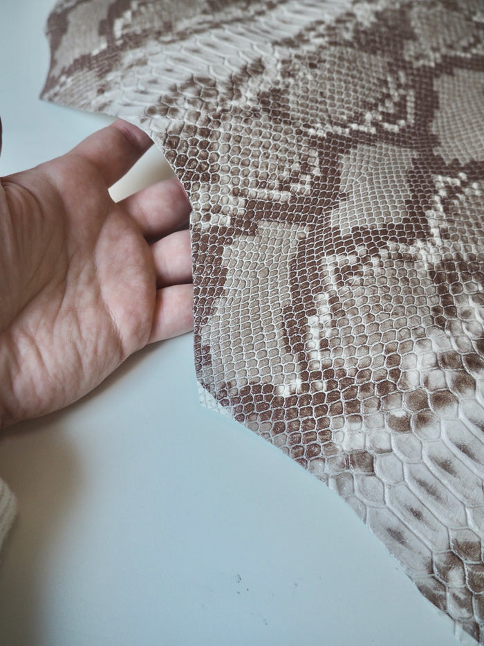 Brown Embossed Python Lambskin