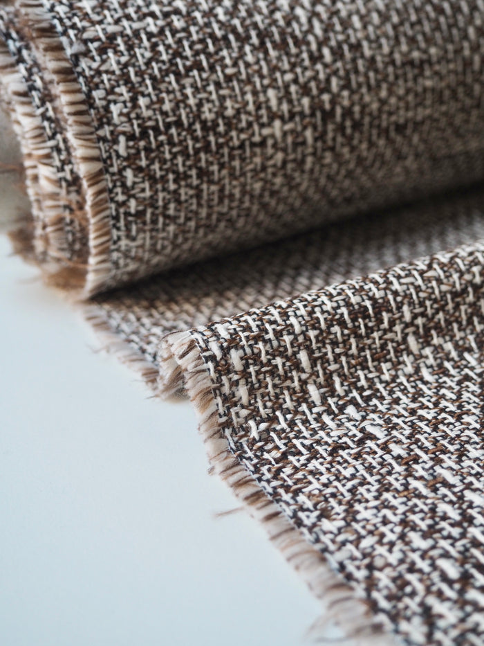 Brown + White Cotton Blend Tweed