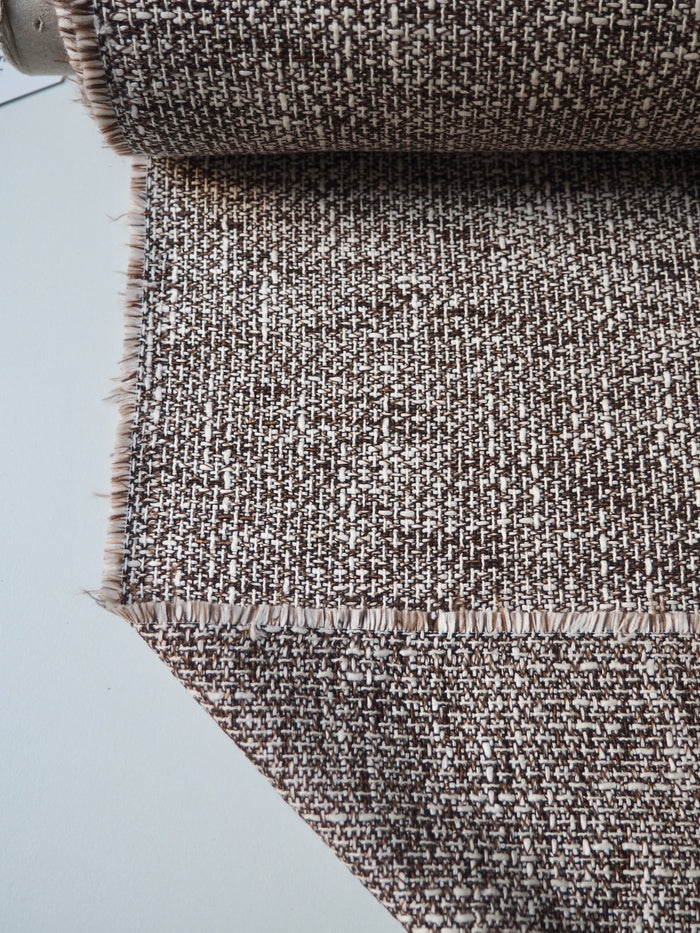 Brown + White Cotton Blend Tweed