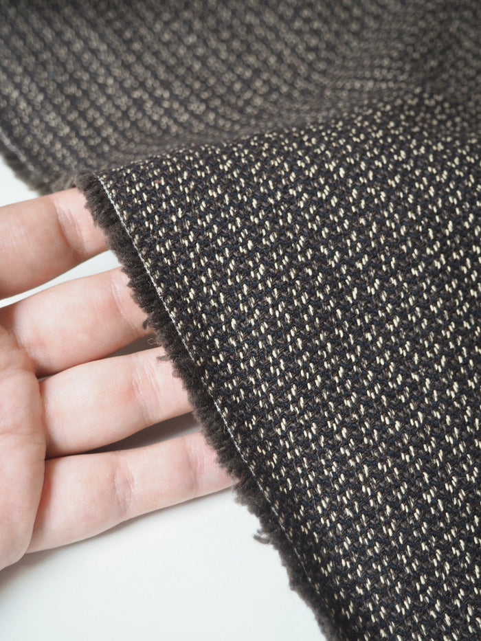 Brown Wool/Cotton Jacquard