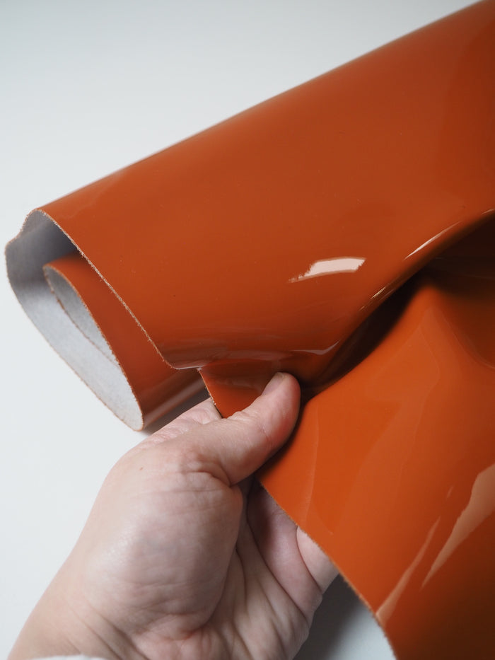 Burnt Sienna Patent Calfskin