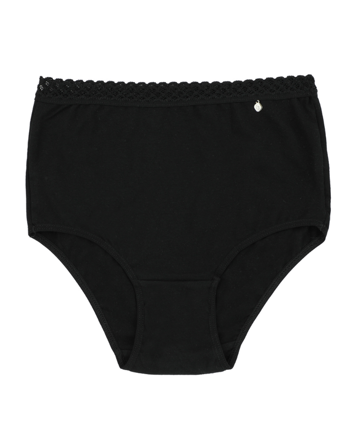 Buttermint Black Lace Trimmed Cotton Briefs 3 Pack Myselflingerie.com