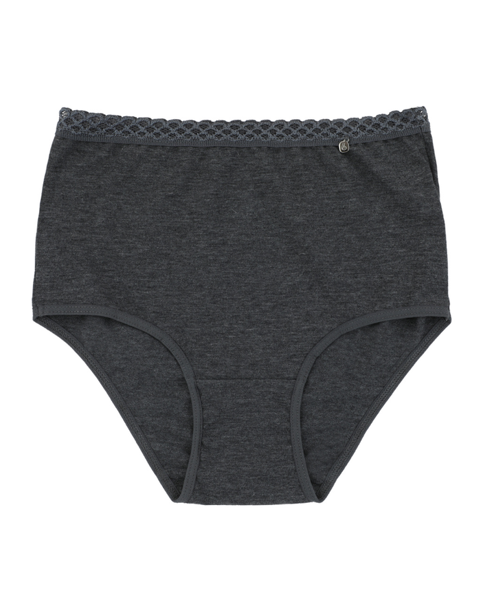 Buttermint BU401CG Charcoal Grey Lace Trimmed Cotton Briefs 3 Pack myselflingerie.com