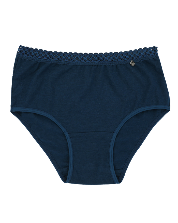Buttermint BU501MN Midnight Lace Trimmed Cotton Hipsters 3 Pack myselflingerie.com