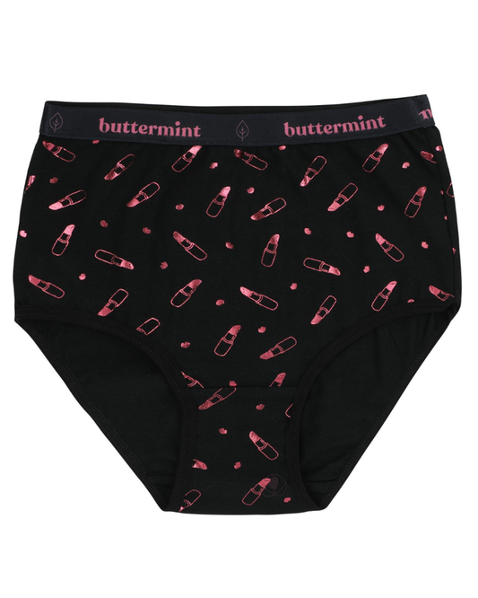 Buttermint BR-LIPS-BK Pink Lipstick Black Cotton Teen Briefs 3 Pack myselflingerie.com