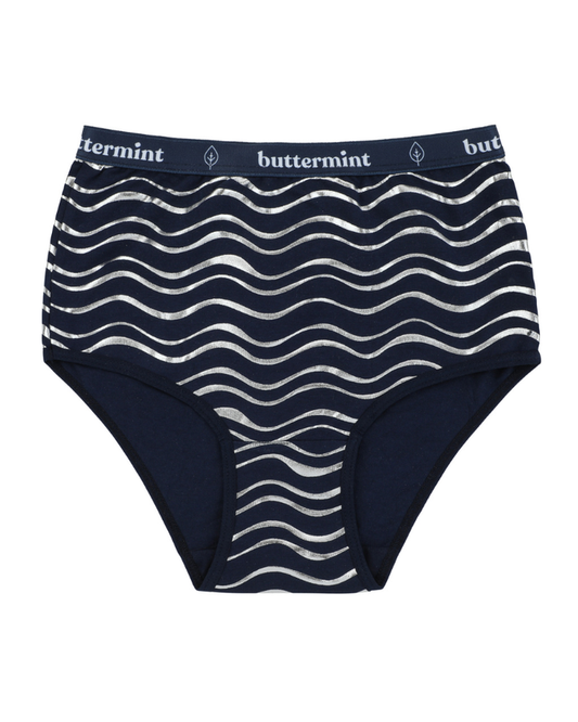Buttermint BR-WVE-DN Silver Waves Denim Cotton Teen Briefs 3 Pack myselflingerie.com