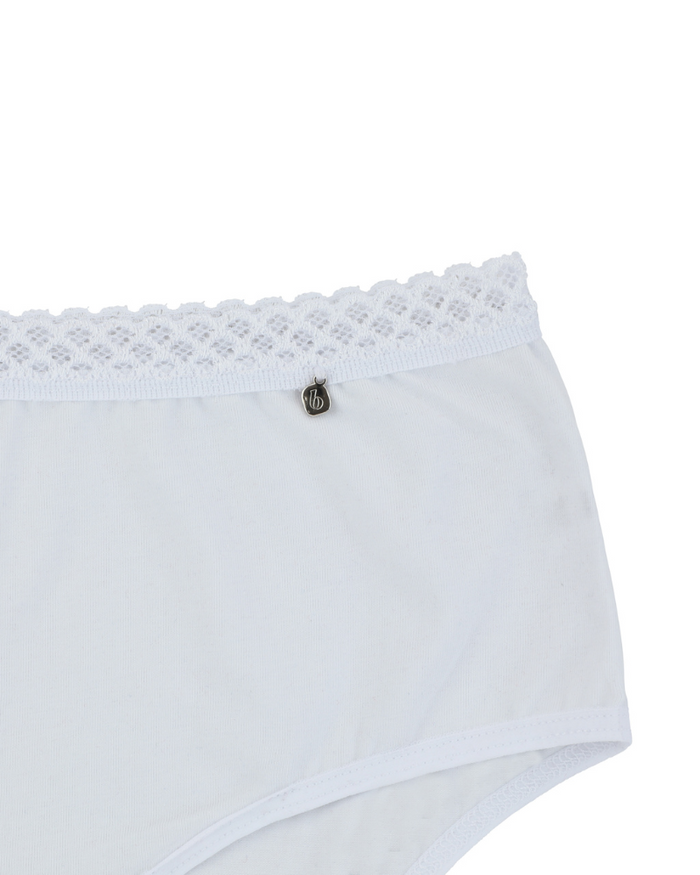 Buttermint BU501WT White Lace Trimmed Cotton Hipsters 3 Pack myselflingerie.com