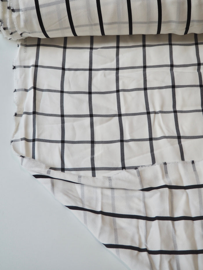 B+W Check + Stripe Crepe-Back Satin