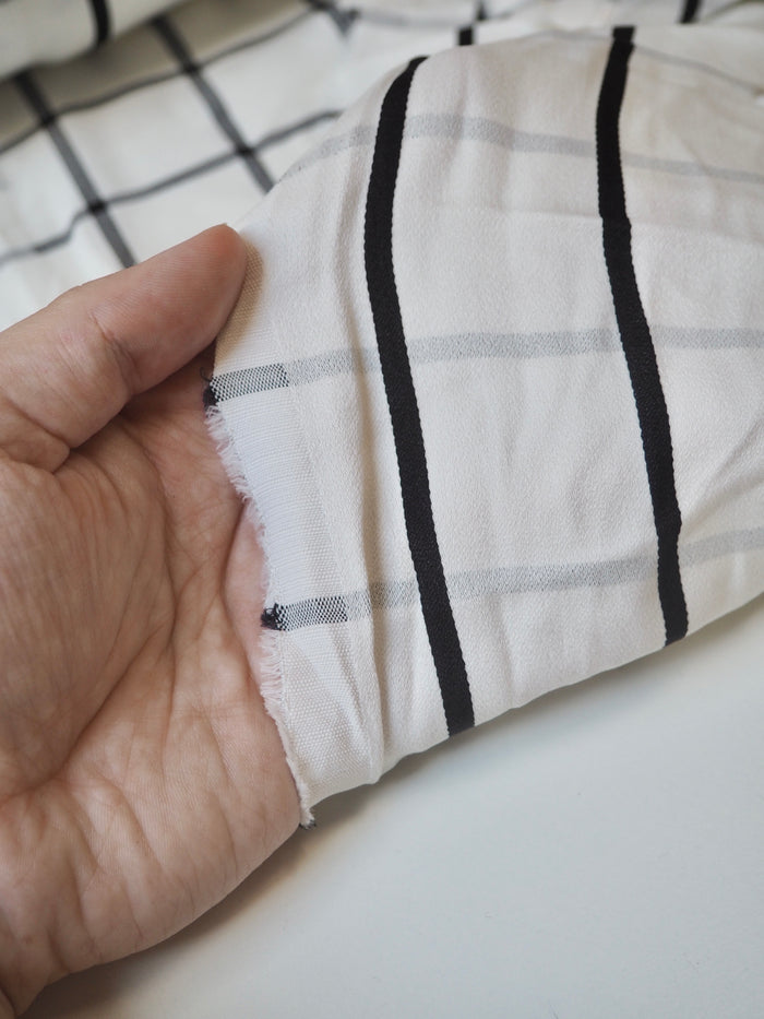 B+W Check + Stripe Crepe-Back Satin