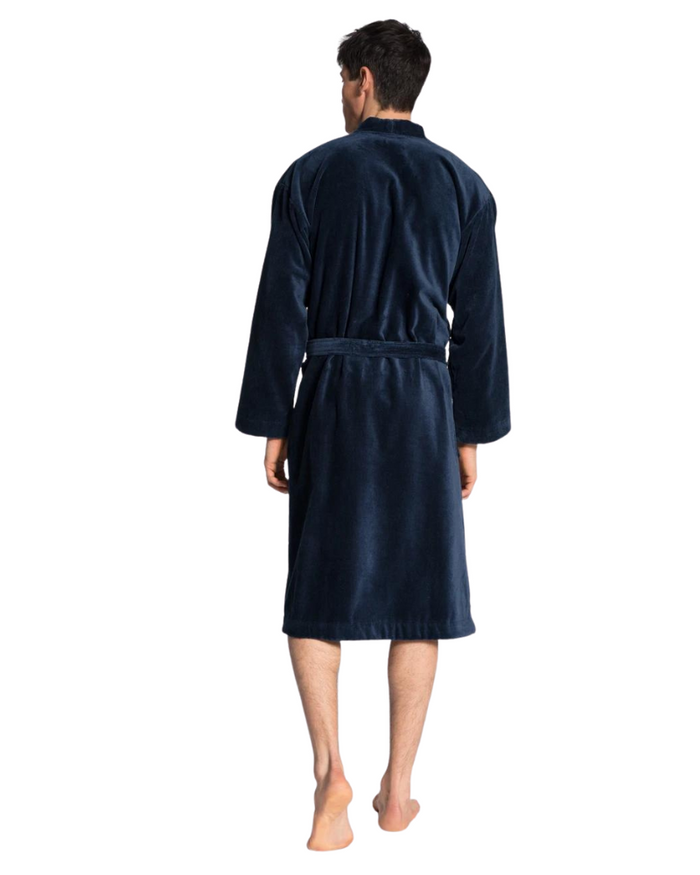 Calida #449 Dark Blue After Shower 100% Cotton Men's Bath Robe Myselflingerie.com