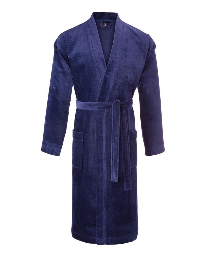Calida #449 Dark Blue After Shower 100% Cotton Men's Bath Robe Myselflingerie.com