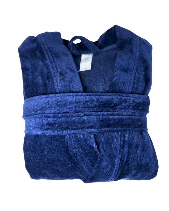 Calida #449 Dark Blue After Shower 100% Cotton Men's Bath Robe Myselflingerie.com