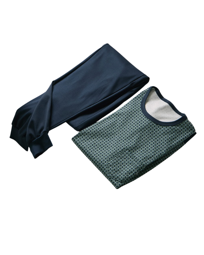 Calida 41282 #549 Dark Glen Relax Comfy Men's 100% Cotton Pajamas Set with Cuff Myselflingerie.com