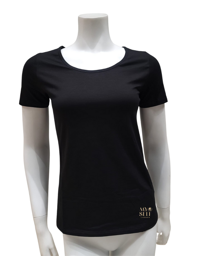 Calida Black Short Sleeve Natural Comfort Cotton Undershirt Myselflingerie.com