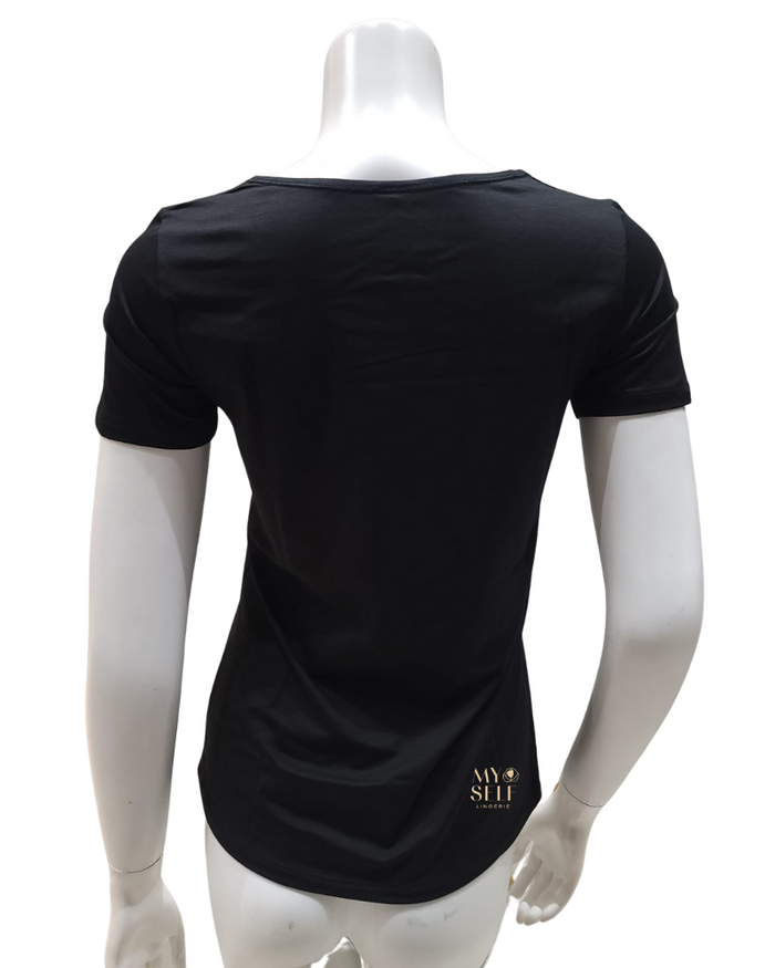 Calida Black Short Sleeve Natural Comfort Cotton Undershirt Myselflingerie.com