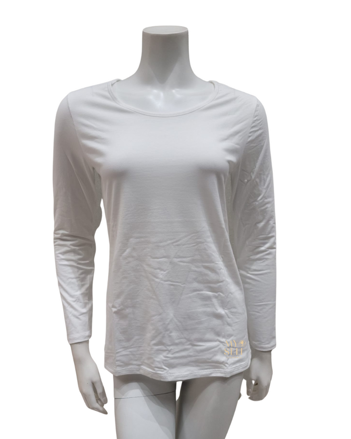 Calida White Long Sleeve Natural Comfort Cotton Undershirt Myselflingerie.com