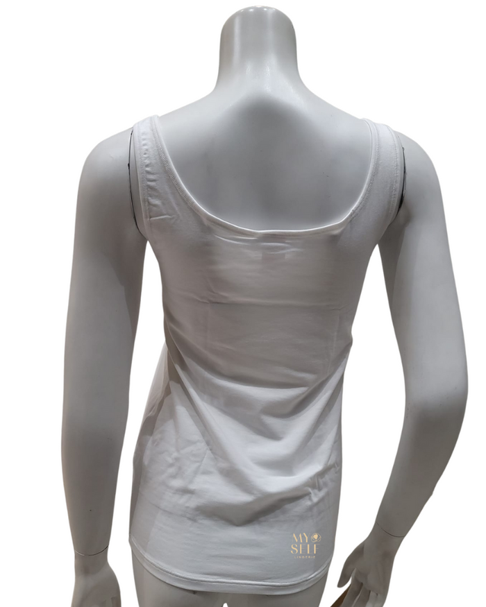Calida White Sleeveless Cotton Undershirt Tank Top Myselflingerie.com