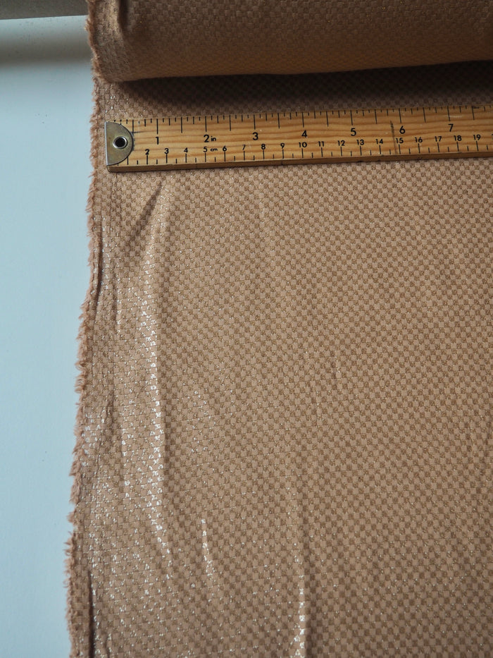 Camel Checkerboard Metallic Cotton Jacquard