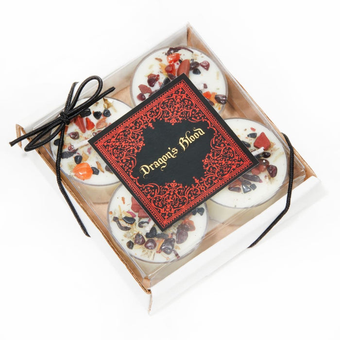 Candle: Dragons Blood Tealights. (4 candle set)